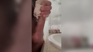 Washing my cock and balls and getting horny and wet - 14 image