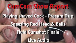Cam Show Report 8 min of uncut shaved Cock Play finalizing with fluid Cumshot - 1 image