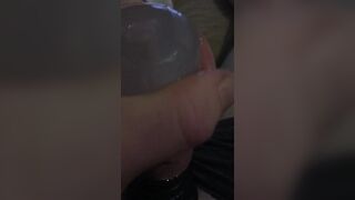 Masturbating With Bound Balls Cockrings And Cock Stroker Toy