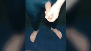 sportsman got excited and decided to masturbate the dick in the sports locker room