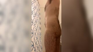 Very hairy skinny uncut white guy takes a shower - 11 image
