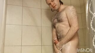 Me taking a shower and stroking my big cock - 10 image