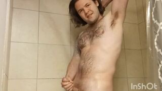 Me taking a shower and stroking my big cock - 2 image