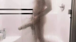 Playing with my Monster Cock in the Shower - 1 image