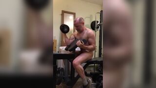 Large hard muscle chap acquires turned on doing bicep curls, receives annoyed after failing final rep - 10 image