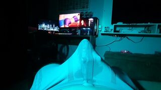 three sex toys at the same time, cumming in underclothes, solo male