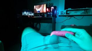 three sex toys at the same time, cumming in underclothes, solo male