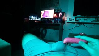 three sex toys at the same time, cumming in underclothes, solo male