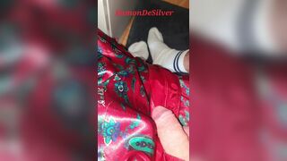 Corporalist Ramon jerks off in a hot red silk kimono, take up with the tongue the milk! - 13 image