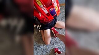 Lascivious stud jerking off in my Motocross MXHELMET