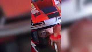 Lascivious stud jerking off in my Motocross MXHELMET