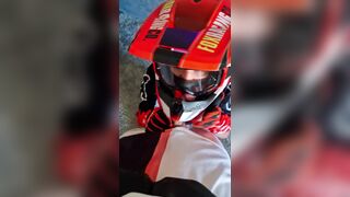 Lascivious stud jerking off in my Motocross MXHELMET