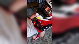 Lascivious stud jerking off in my Motocross MXHELMET