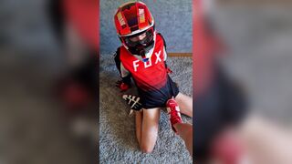 Lascivious stud jerking off in my Motocross MXHELMET - 9 image