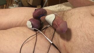 Swollen balls and a hard dick from estim and ball slapping - Hand free cum - 13 image