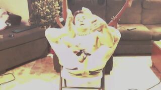 COCK RESTRAINED AND BACKDOOR OPENED WIDE WITH TAPE DURING THE TIME THAT CUMMING