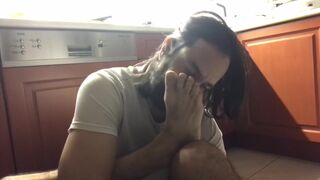 Self foot worship getting into it take up with the tongue my soles - 2 image