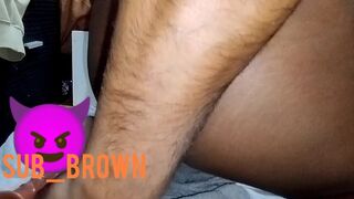 Sub_Brown enjoys being widen by multiple dildos