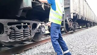 Railway worker TimonRDD discovered a used fucking-rubber and added his jism there - 1 image