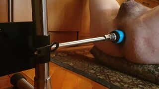 Femboy with fuck machine masturbation dildo