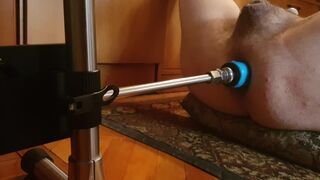 Femboy with fuck machine masturbation dildo