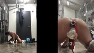 Butt filled with buttplugs in public, pissing and cumming - 11 image