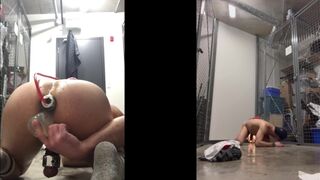 Butt filled with buttplugs in public, pissing and cumming - 9 image