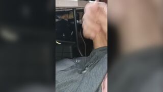 Morgan stroking his cock and edging cums all over himself with multiple cumshots