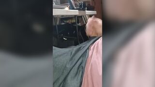 Morgan stroking his cock and edging cums all over himself with multiple cumshots