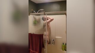 Caught in the shower soaping up, shaving, stroking - 3 image