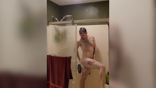 Caught in the shower soaping up, shaving, stroking - 8 image