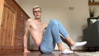 Tattooed blonde Czech twink plays with a butt plug and fucks and cums into a fleshlight - 2 image