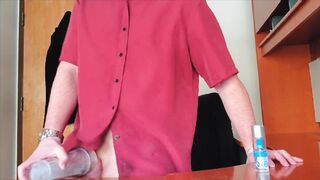 Daddy fucking at work in the office breakroom. Fleshlight fuck
