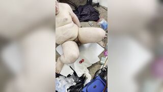 Chubby small cock guy rides new dildo part 3