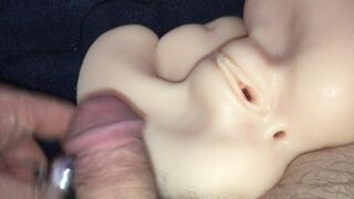 Loser fucks a rubber pussy with his pathetic little pee pee