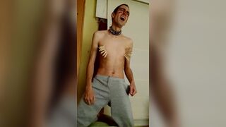 BDSM self CBT and nipple pain, in artistic Cracky style