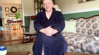 Daddy Dressed in a robe strips naked and masturbates - 1 image