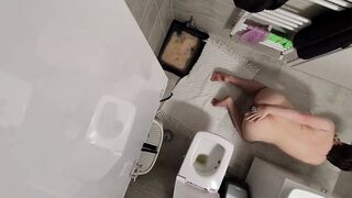 Chubby boy cums with buttplug in ass