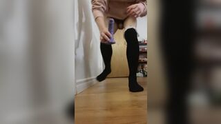 Asian Sissy Femboy Huge Load Cum in Knee Socks - 4 image