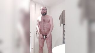 Locked hairy bear ordered to strip and display his nub and h - 7 image