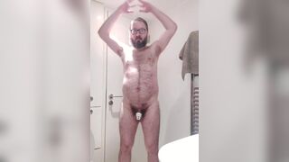 Locked hairy bear ordered to strip and display his nub and h - 8 image