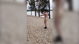 lost bet, naked on the beach and having an erection