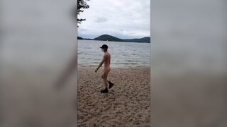 lost bet, naked on the beach and having an erection