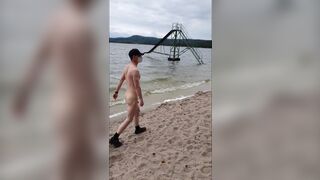 lost bet, naked on the beach and having an erection
