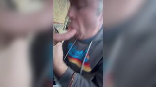 Inexperienced swollen cock gets drained in public by older man. - 9 image