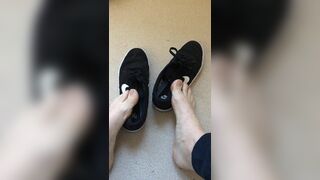 Bare foot taken out of trainers