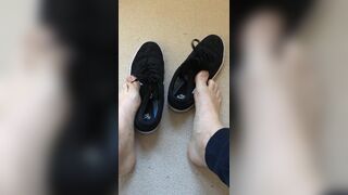 Bare foot taken out of trainers