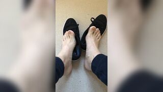 Bare foot taken out of trainers