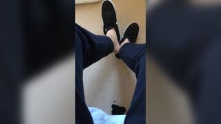 Bare foot taken out of trainers