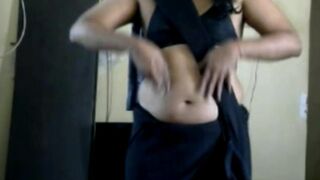 Krithi Sexy Navel Tease in Black Saree, Indian Crossdresser - 13 image